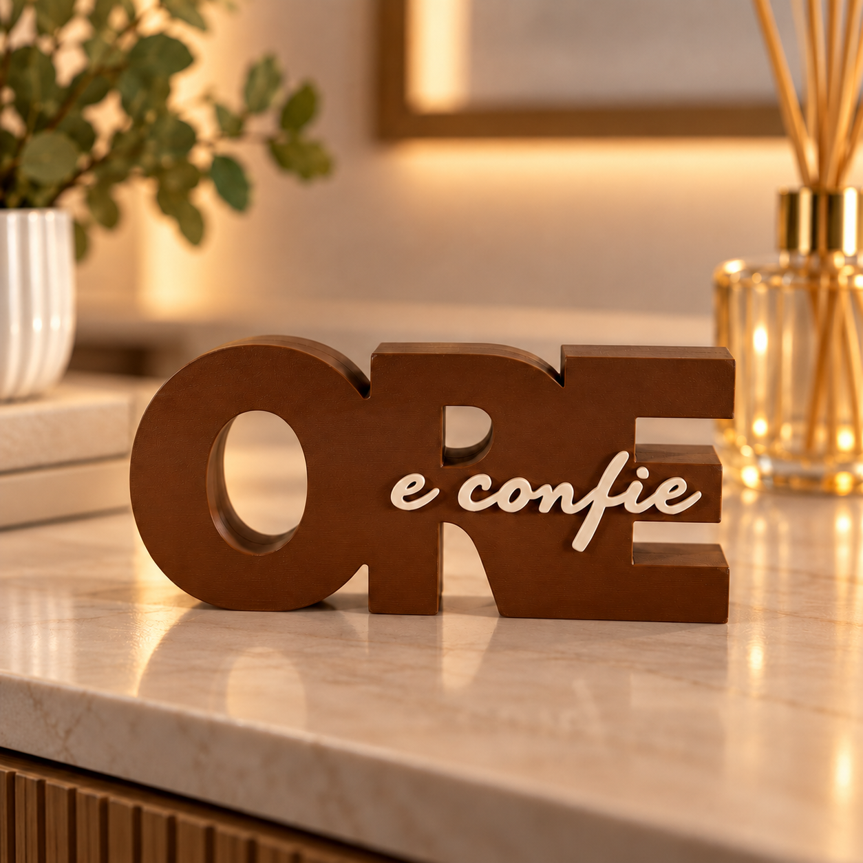 Frase Decorativa Ore e Confie – 18 x 9 cm