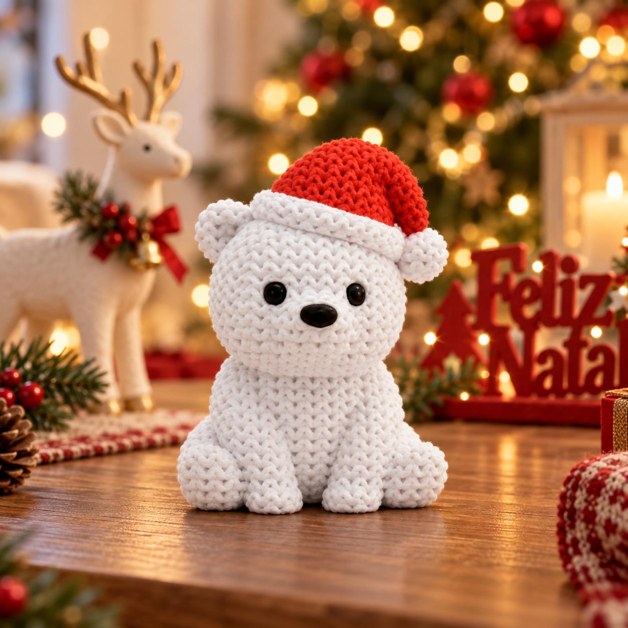 Ursinho Polar Natalino com Gorro