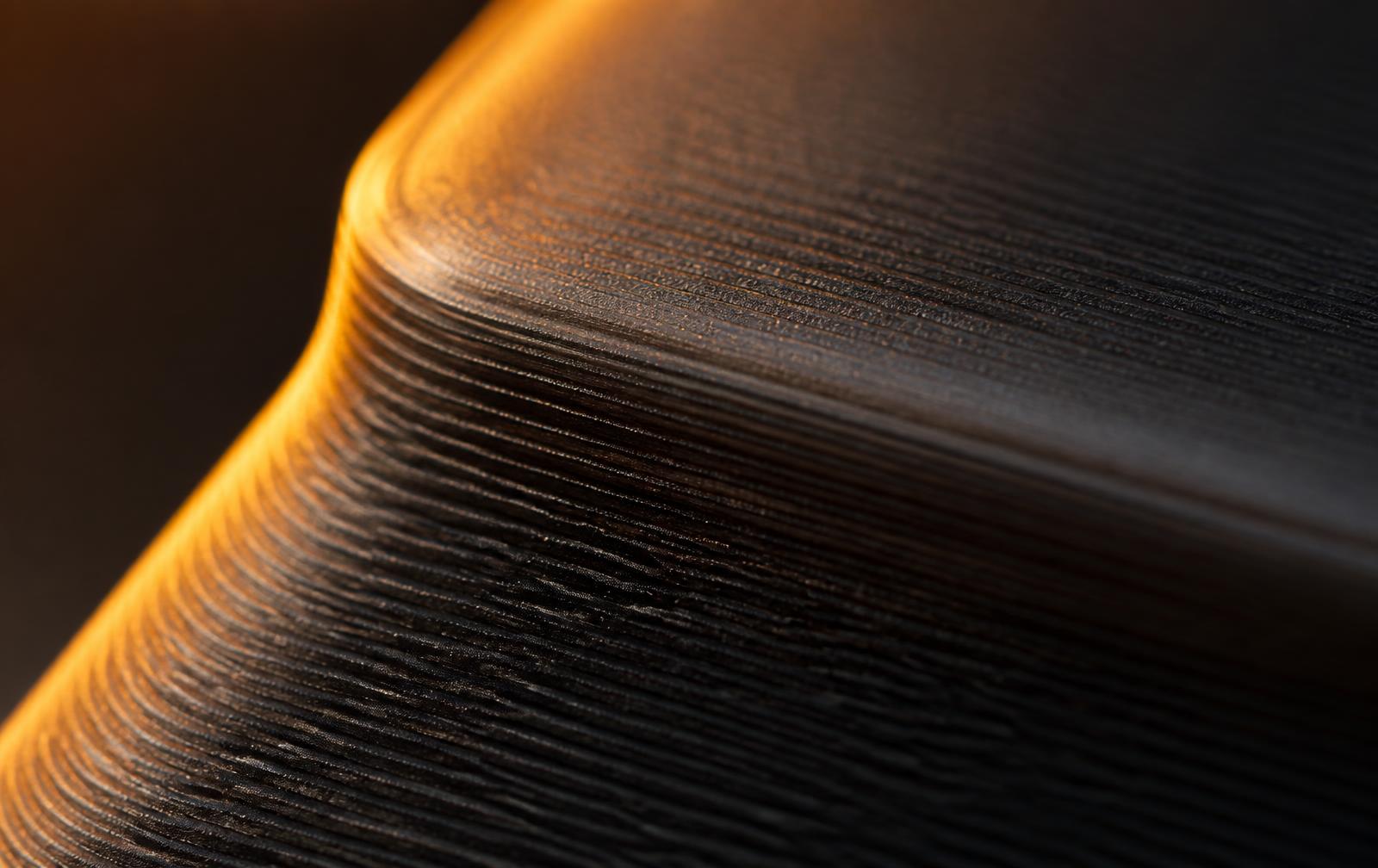 Detalhe macro da superfície de uma peça impressa em 3D